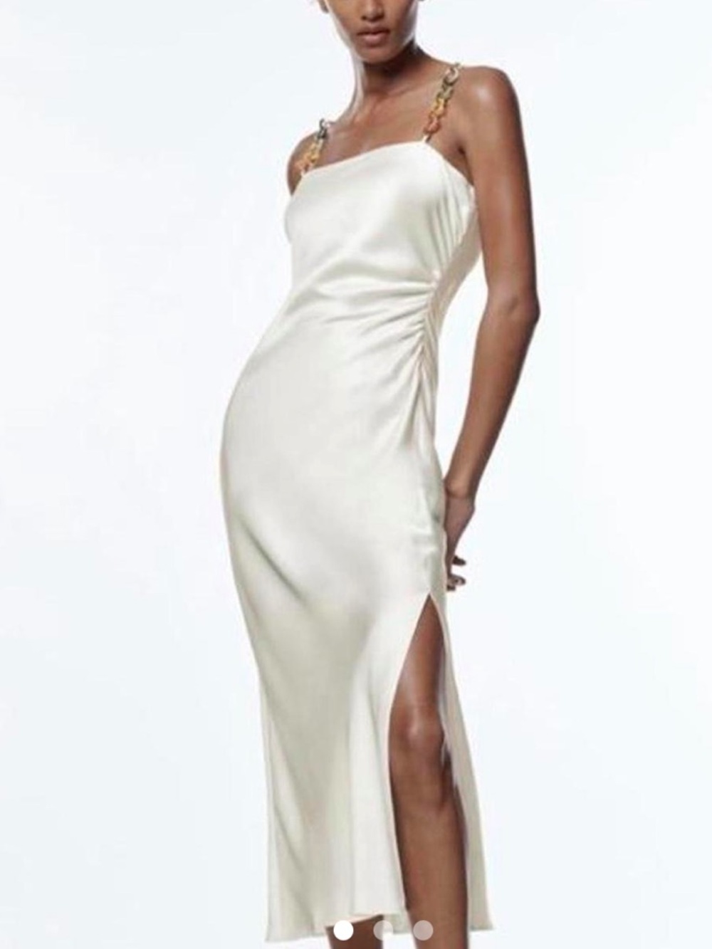 Zara satin effect midi fitted dress nwt S